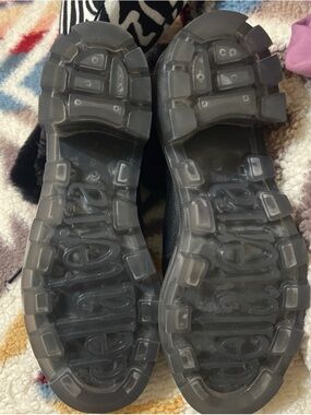Women’s Lace-Up Boots with Translucent Lug Soles in Black